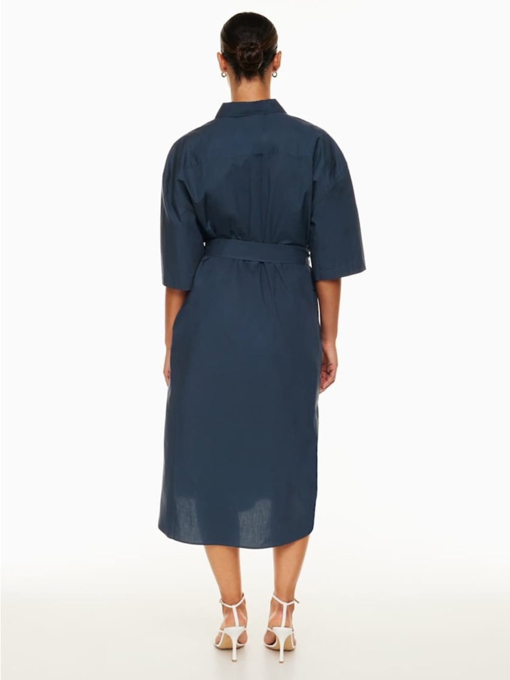 NWT Babaton Carnaby Poplin Slate Blue Belted Shirt Midi Dress 2XS Oversized - Picture 2 of 9
